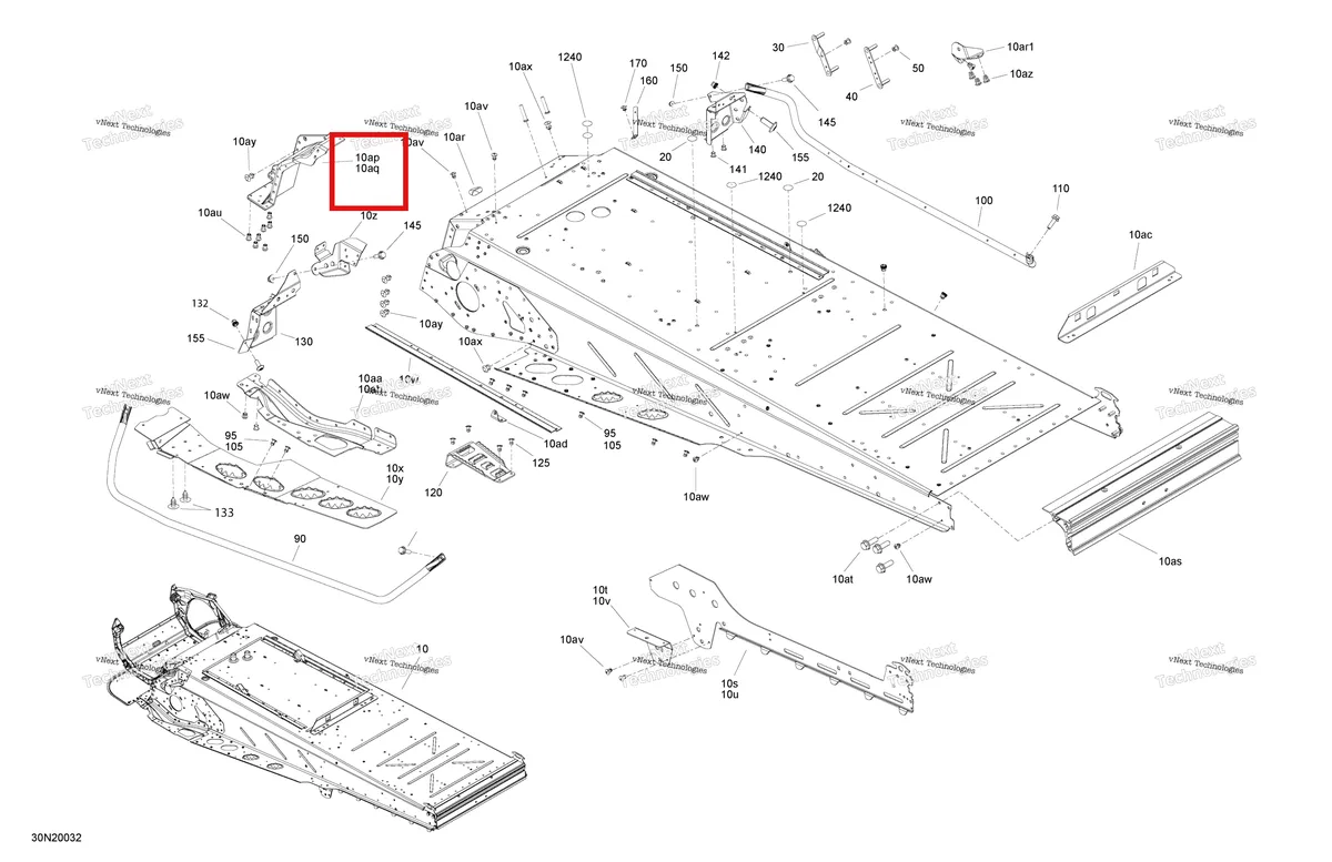 Деталь 518328024 (Деталь Rh Frame Corner) на схеме узла 2020 Ski-Doo SKANDIC WT 550F Frame - System - Rear Section
