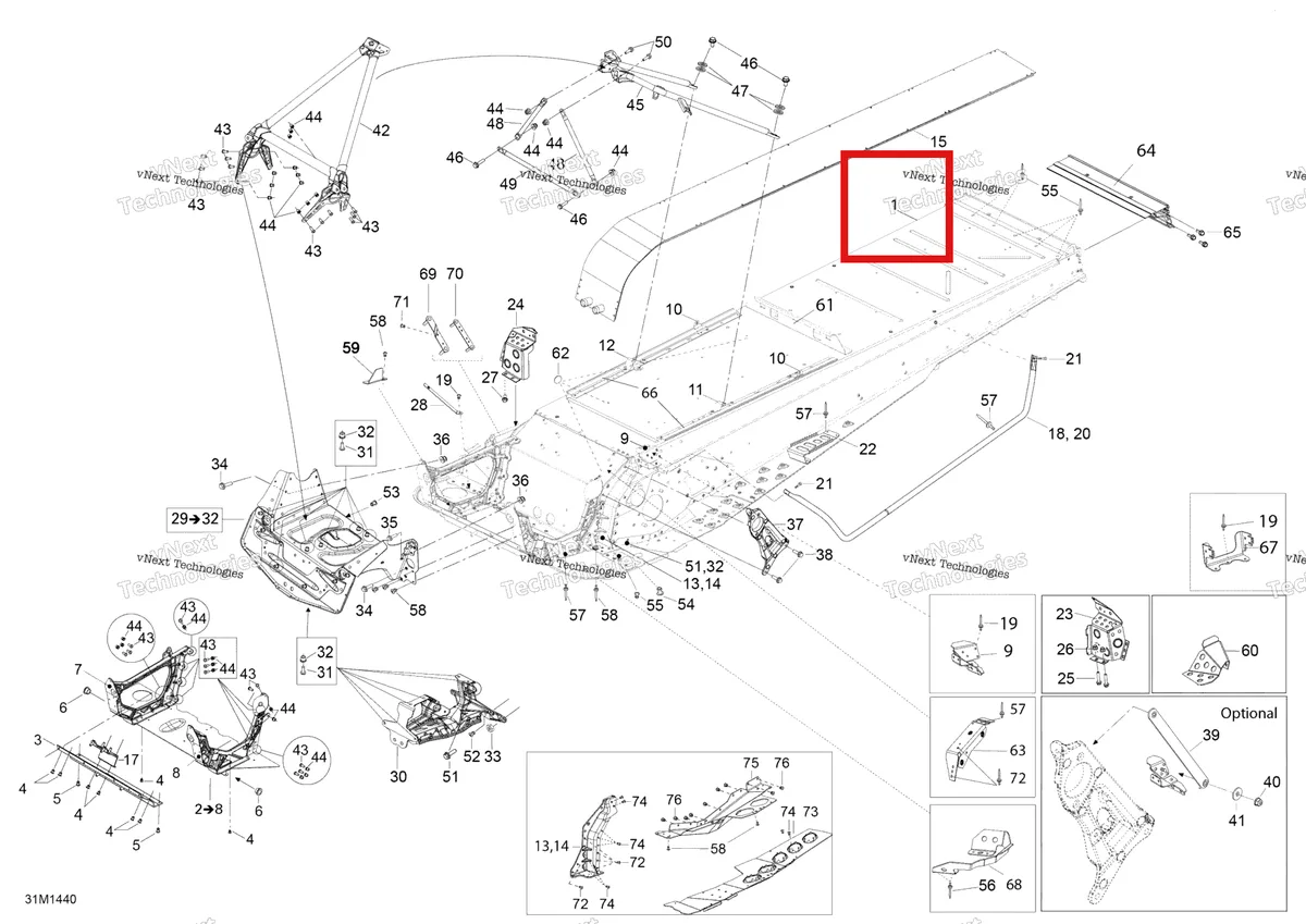 Деталь 518328031 на схеме узла 2014 Ski-Doo EXPEDITION SE 600HOE, XU Frame