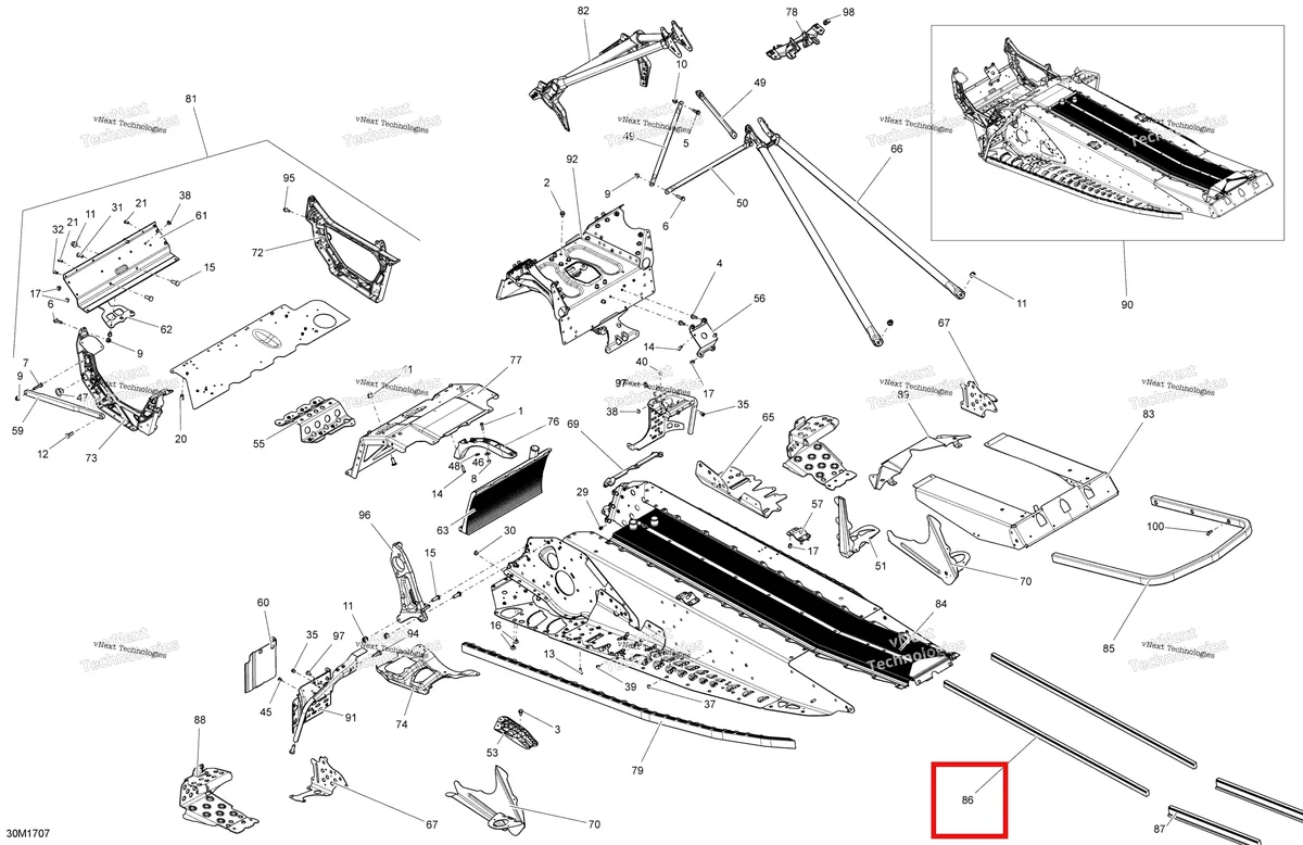 Деталь 518328040 на схеме узла 2017 Ski-Doo MXZ 600 RS Frame
