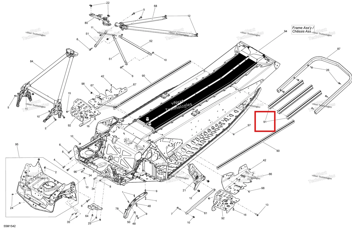 Деталь 518328041 на схеме узла 2015 Ski-Doo MXZ X-RS 600HOE XS RS Frame And Components