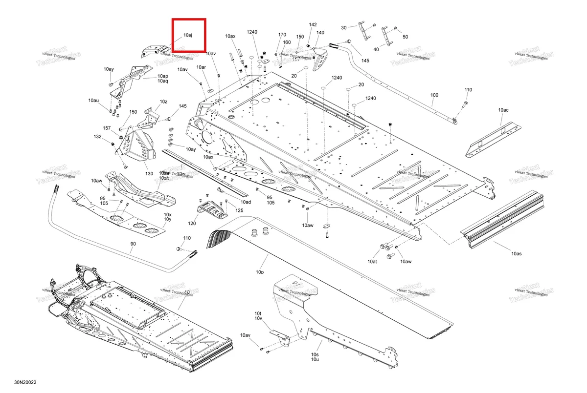 Деталь 518328096 (Деталь Clinch Nut Plate) на схеме узла 2020 Ski-Doo EXPEDITION SWT 900 ACE Frame - System - Rear Section