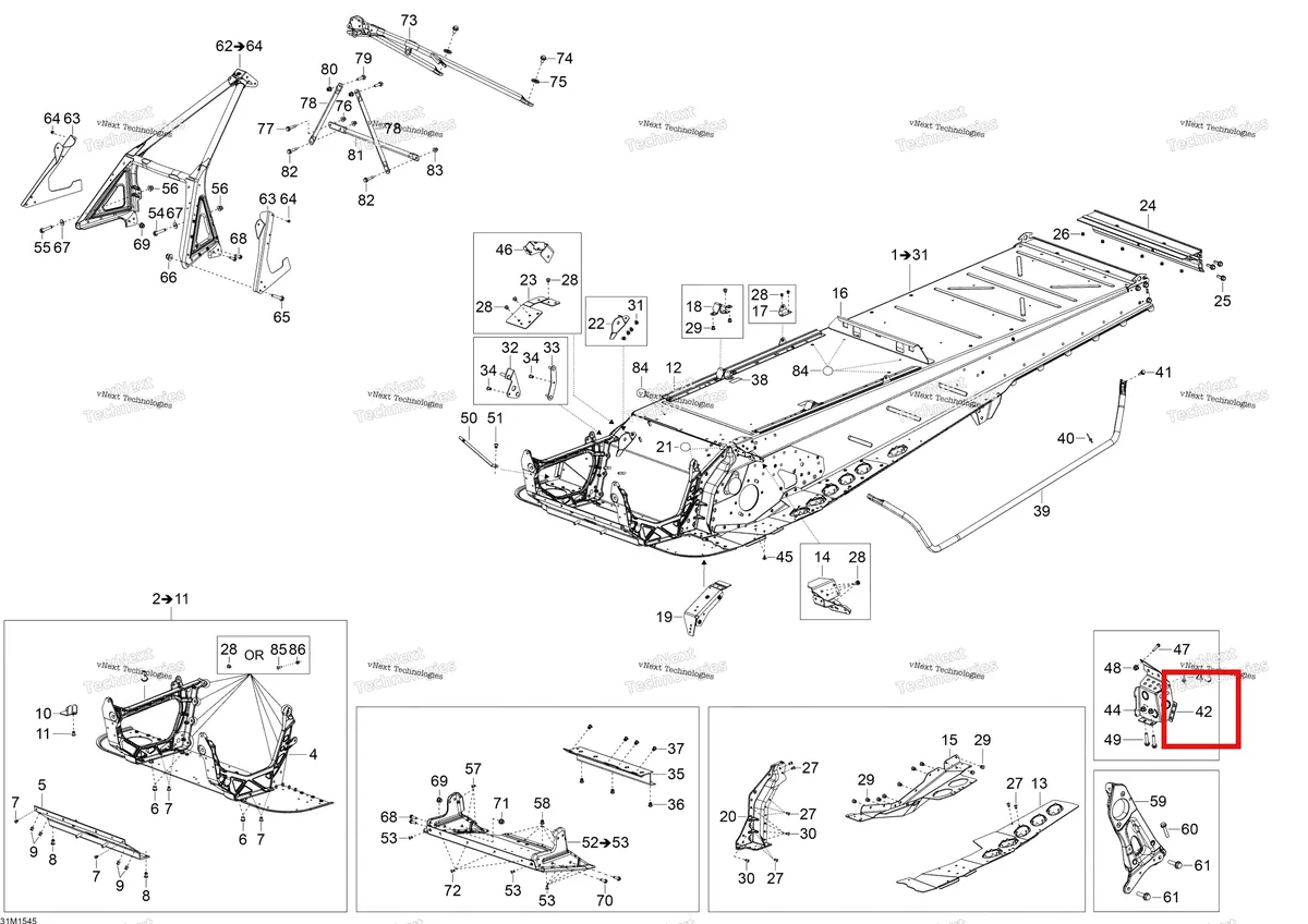 Деталь 518328103 на схеме узла 2015 Ski-Doo TUNDRA WT 550 RER Frame