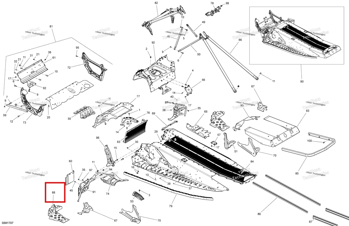 Деталь 518328106 на схеме узла 2017 Ski-Doo MXZ 600 RS Frame