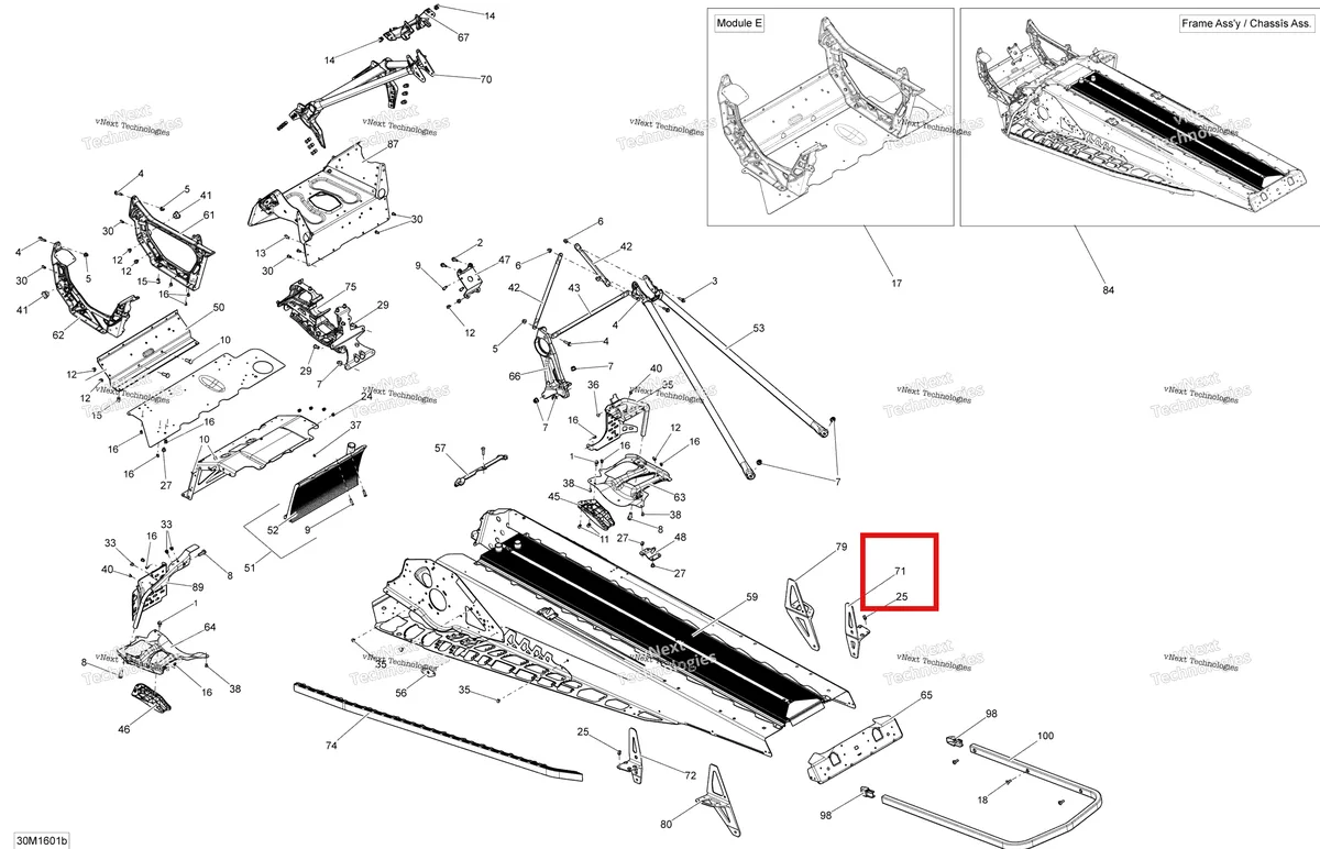 Деталь 518328110 на схеме узла 2016 Ski-Doo SUMMIT 800R E-TEC Frame - Except Package Sport