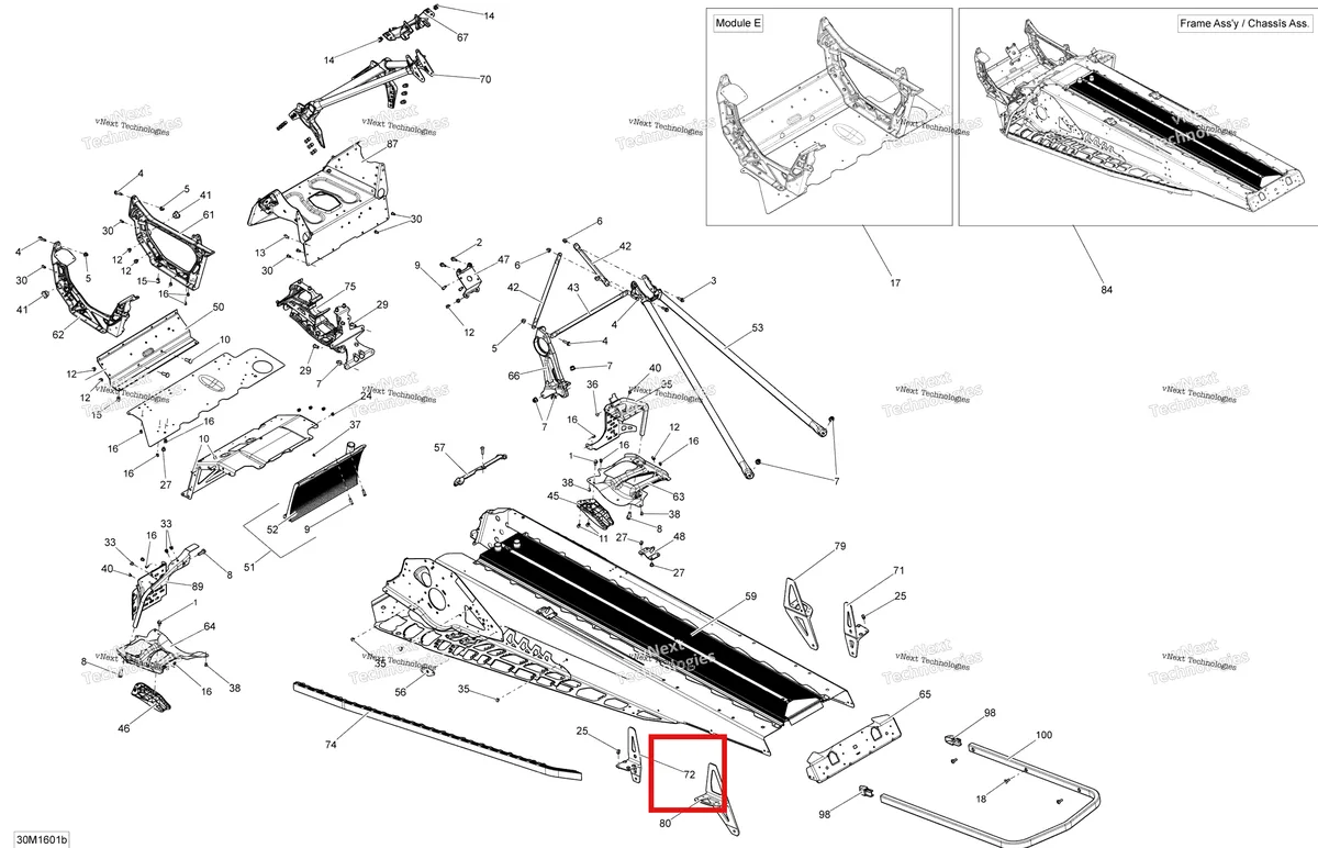 Деталь 518328111 на схеме узла 2016 Ski-Doo SUMMIT 800R E-TEC Frame - Except Package Sport