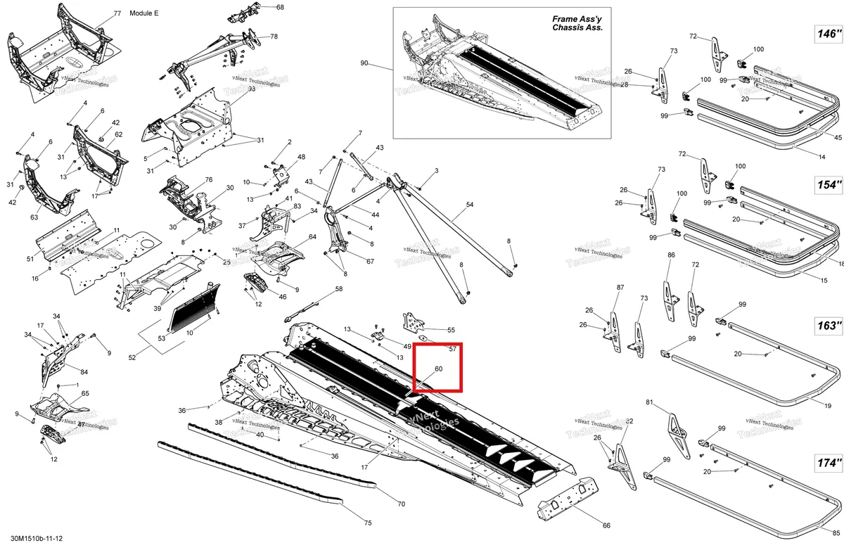 Деталь 518328132 на схеме узла 2015 Ski-Doo SUMMIT X 800RETEC XM T3-163 Frame