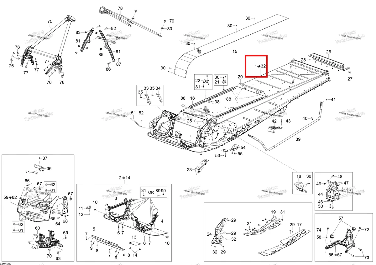 Деталь 518328205 на схеме узла 2015 Ski-Doo EXPEDITION SE 900 ACE Frame