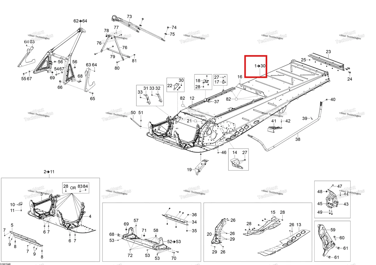 Деталь 518328206 на схеме узла 2015 Ski-Doo SKANDIC WT 550 Frame