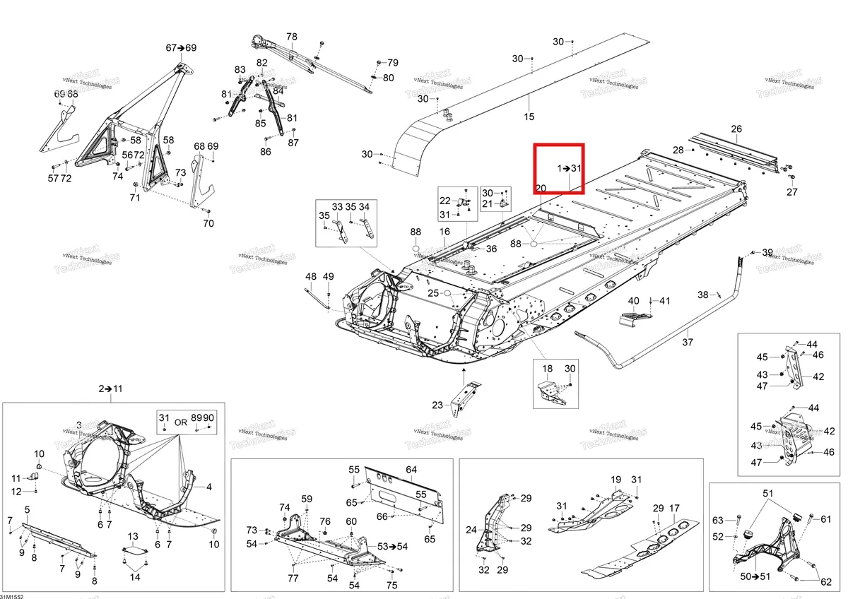 Деталь 518328207 на схеме узла 2015 Ski-Doo SKANDIC SWT 900 ACE Frame