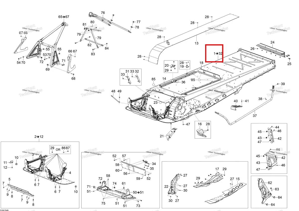 Деталь 518328208 на схеме узла 2015 Ski-Doo SKANDIC SWT 600 E-TEC Frame