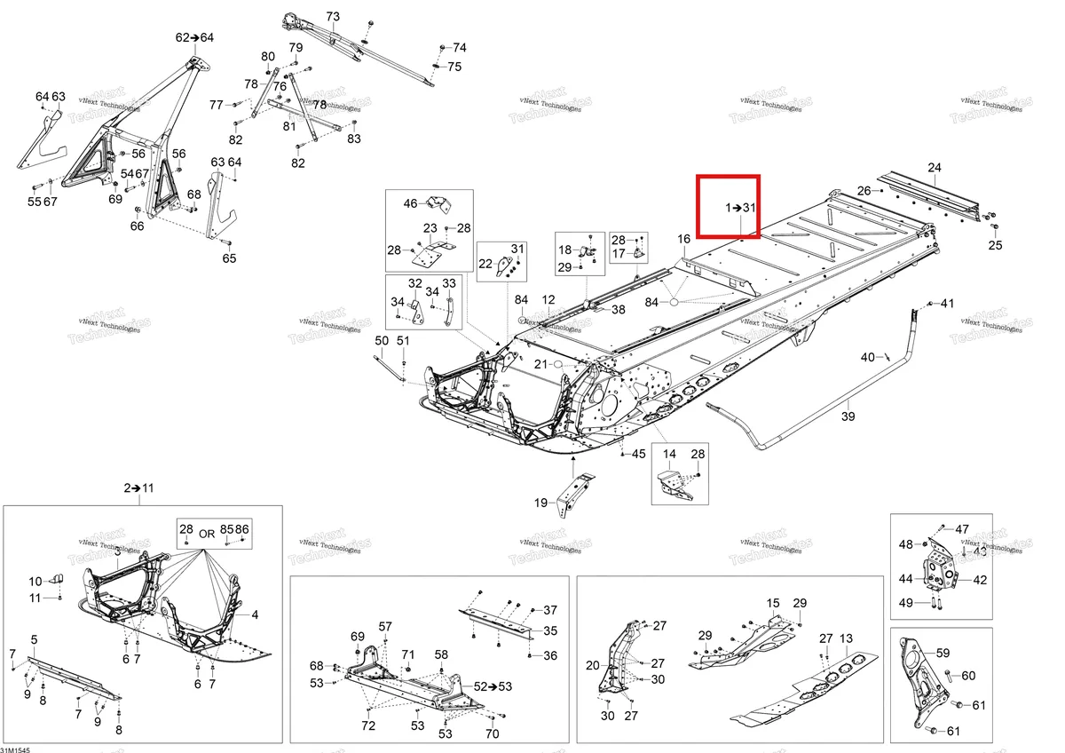 Деталь 518328209 на схеме узла 2015 Ski-Doo TUNDRA WT 550 RER Frame