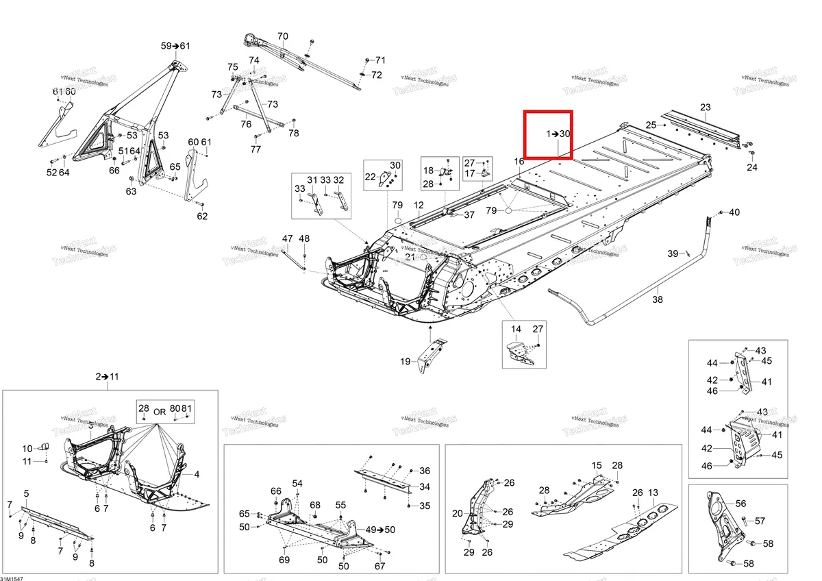 Деталь 518328210 на схеме узла 2015 Ski-Doo SKANDIC SWT 550 Frame