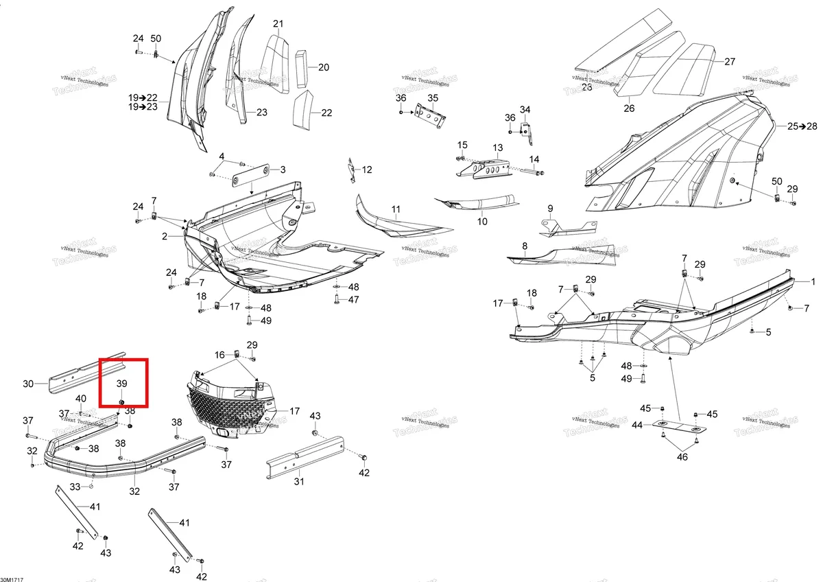 Деталь 518328217 (Гильца) на схеме узла 2017 Ski-Doo SKANDIC - 2-STROKE - WT-SWT Bottom Pan