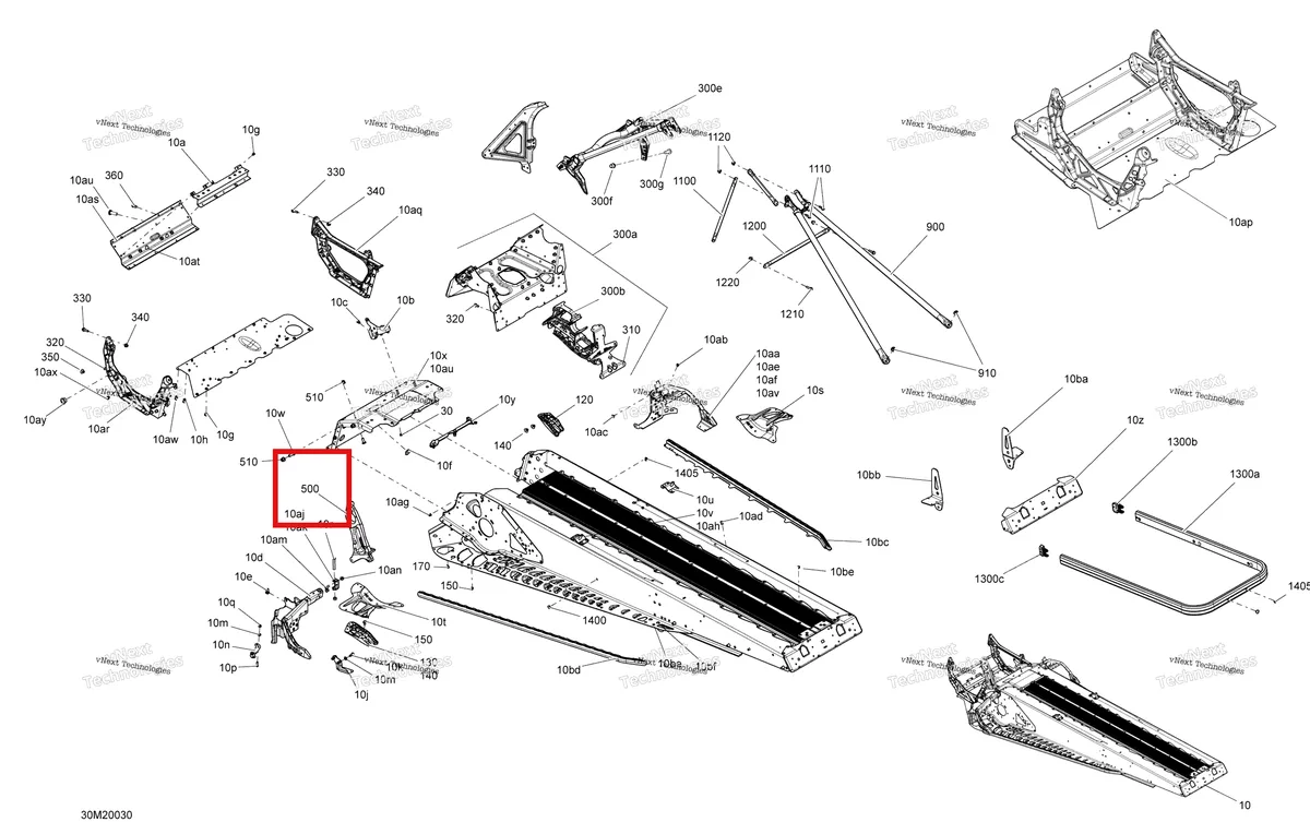 Деталь 518328346 (Деталь Pulley Support) на схеме узла 2020 Ski-Doo EXPEDITION SPORT 550F Frame