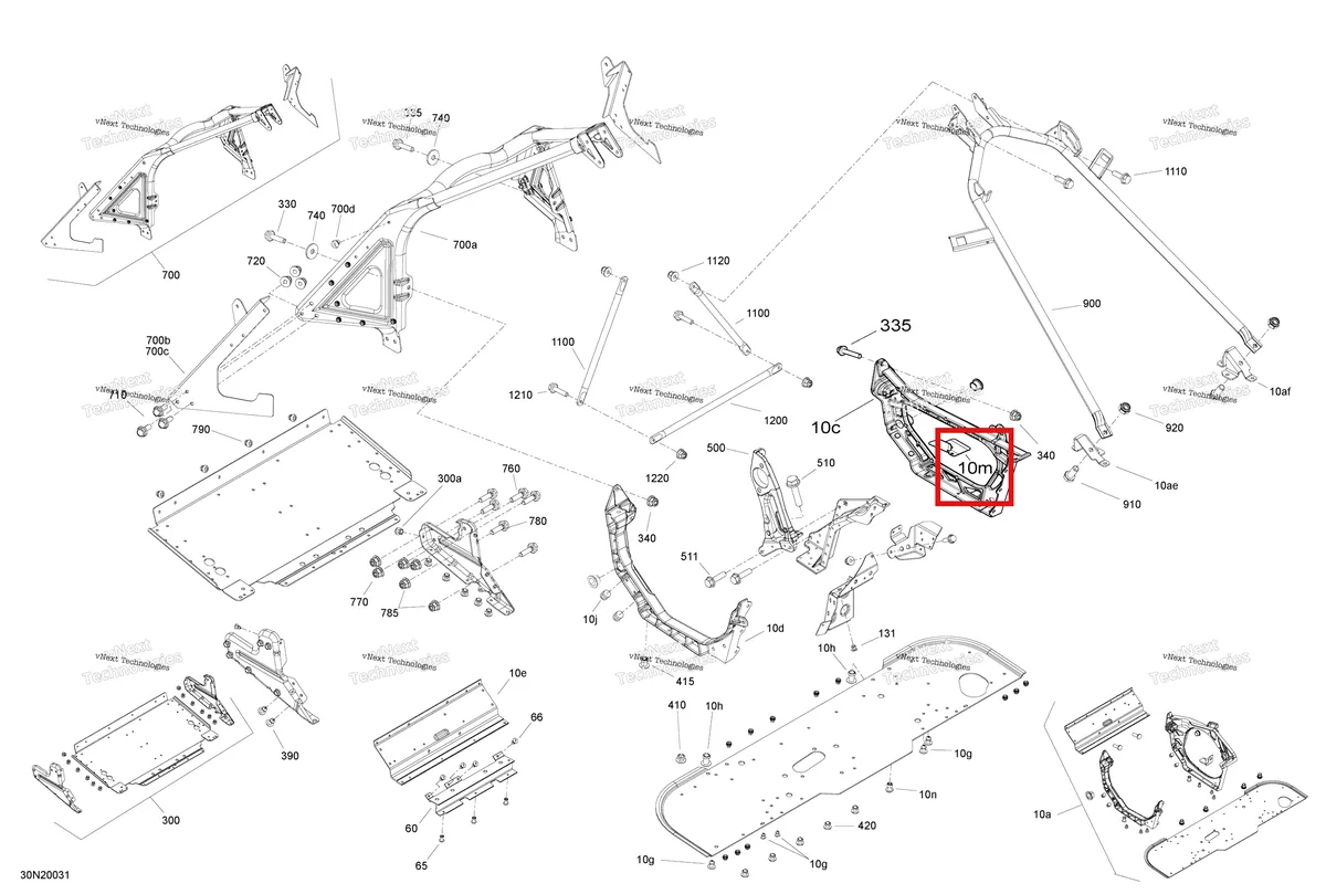 Деталь 518328433 (Поддержка Глушитель) на схеме узла 2020 Ski-Doo SKANDIC WT 550F Frame - System - Front Section