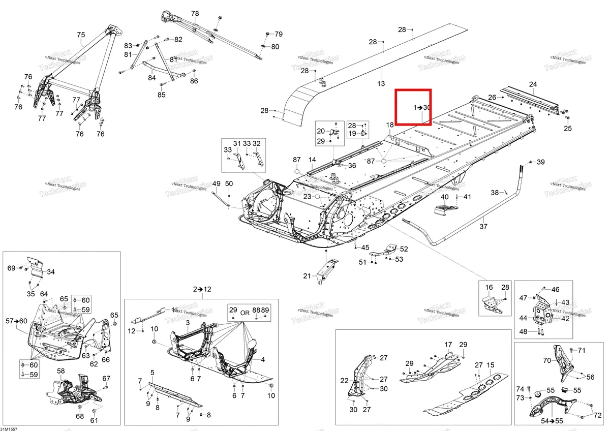 Деталь 518328439 на схеме узла 2015 Ski-Doo EXPEDITION LE 1200 4-TEC Frame