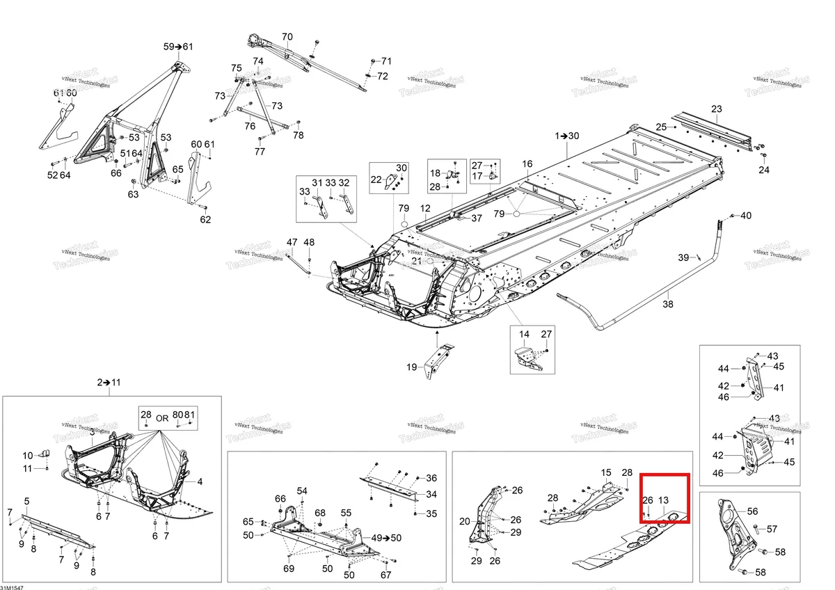 Деталь 518328441 на схеме узла 2015 Ski-Doo SKANDIC SWT 550 Frame