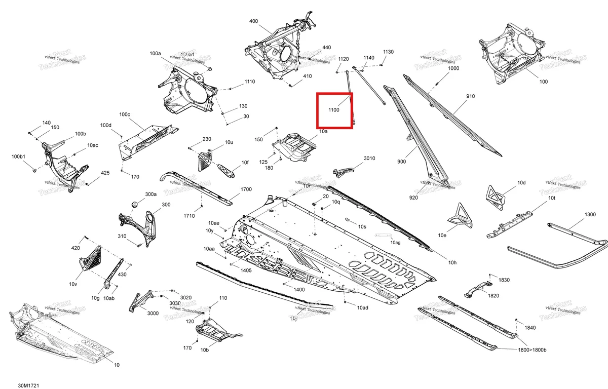 Деталь 518328497 на схеме узла 2017 Ski-Doo RENEGADE - 2-STROKE - 850 E-TEC Frame - All Models