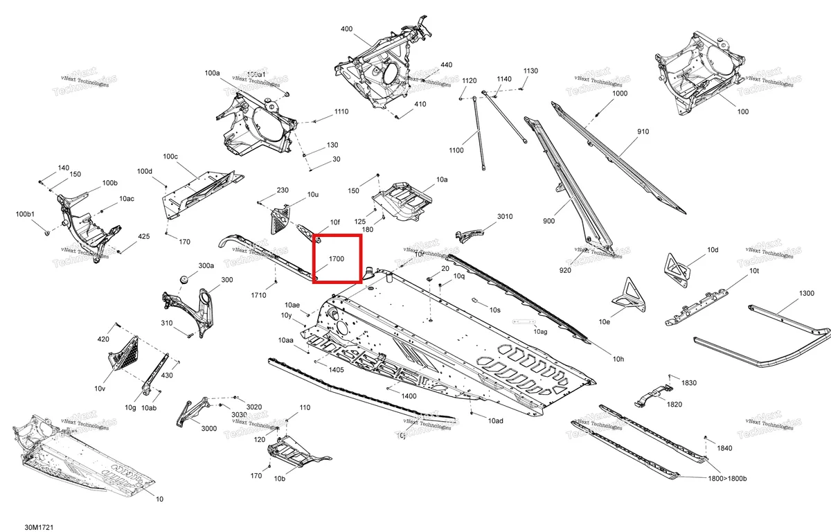 Деталь 518328502 на схеме узла 2017 Ski-Doo RENEGADE - 2-STROKE - 850 E-TEC Frame - All Models
