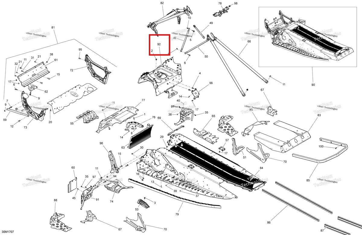 Деталь 518328551 (Деталь Cross Member. Includes 38 To 42) на схеме узла 2017 Ski-Doo MXZ 600 RS Frame