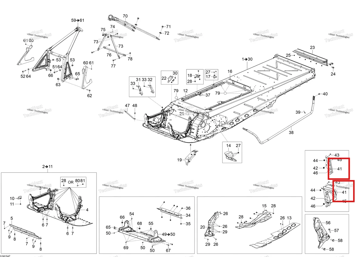 Деталь 518328570 на схеме узла 2015 Ski-Doo SKANDIC SWT 550 Frame
