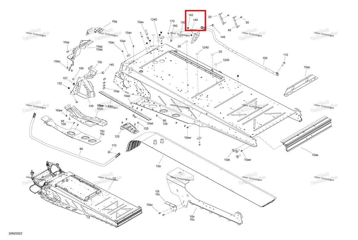 Деталь 518328571 (Деталь Toe Hook R.h. Black) на схеме узла 2020 Ski-Doo EXPEDITION SWT 900 ACE Frame - System - Rear Section