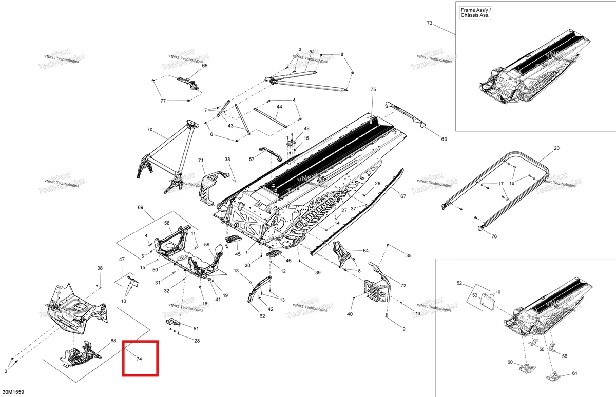 Деталь 518328573 на схеме узла 2015 Ski-Doo MXZ IRON DOG 600HO E-TEC Frame