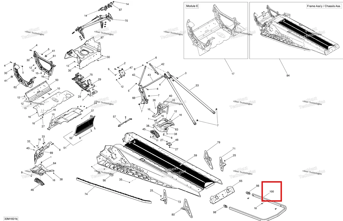 Деталь 518328740 (Деталь Black Rear Bumper) на схеме узла 2016 Ski-Doo SUMMIT 800R E-TEC Frame - Except Package Sport