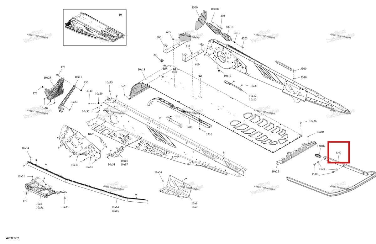 Деталь 518328746 на схеме узла 2026 Ski-Doo EXPEDITION - SPORT - ESTB - Bright White - 15X137X1.6C Track Frame - System - Rear Section