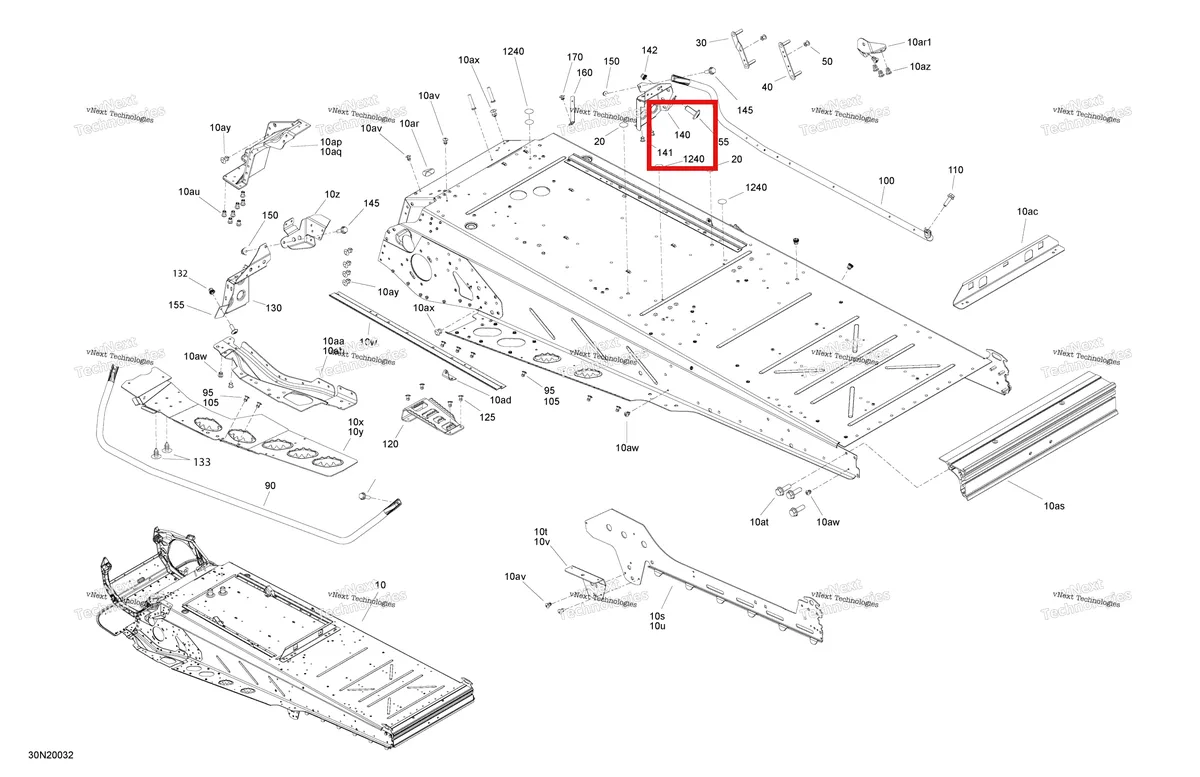 Деталь 518328820 (Деталь Black Rh Toe Hook) на схеме узла 2020 Ski-Doo SKANDIC WT 550F Frame - System - Rear Section