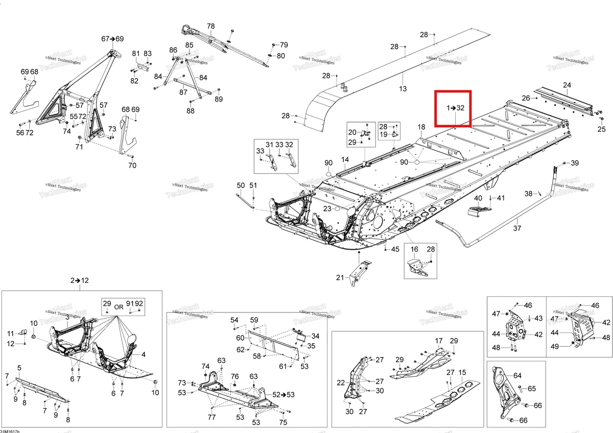 Деталь 518328839 на схеме узла 2016 Ski-Doo SKANDIC - 2-STROKE Frame - 600 E-Tec