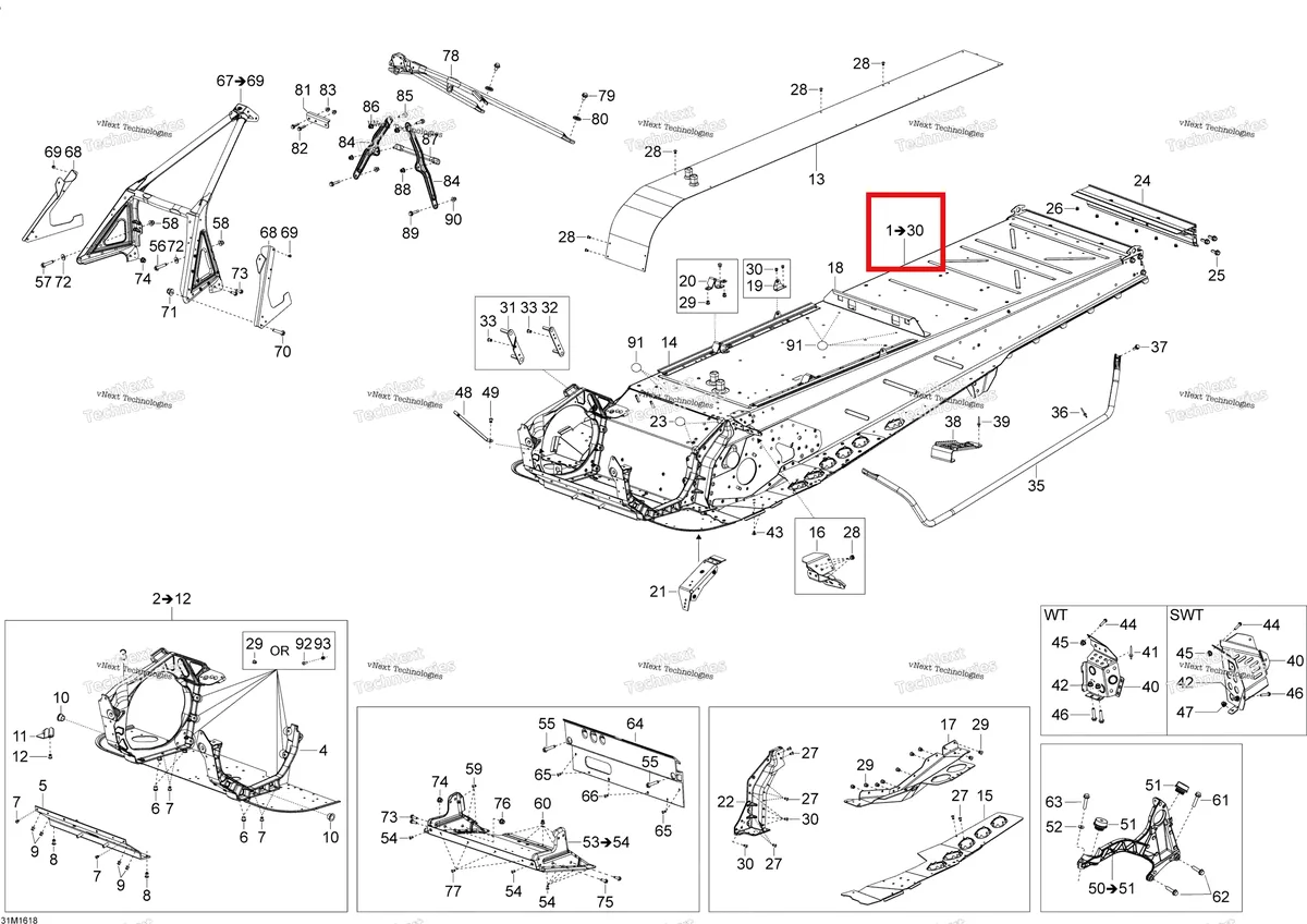 Деталь 518328840 на схеме узла 2016 Ski-Doo SKANDIC - 4-STROKE Frame