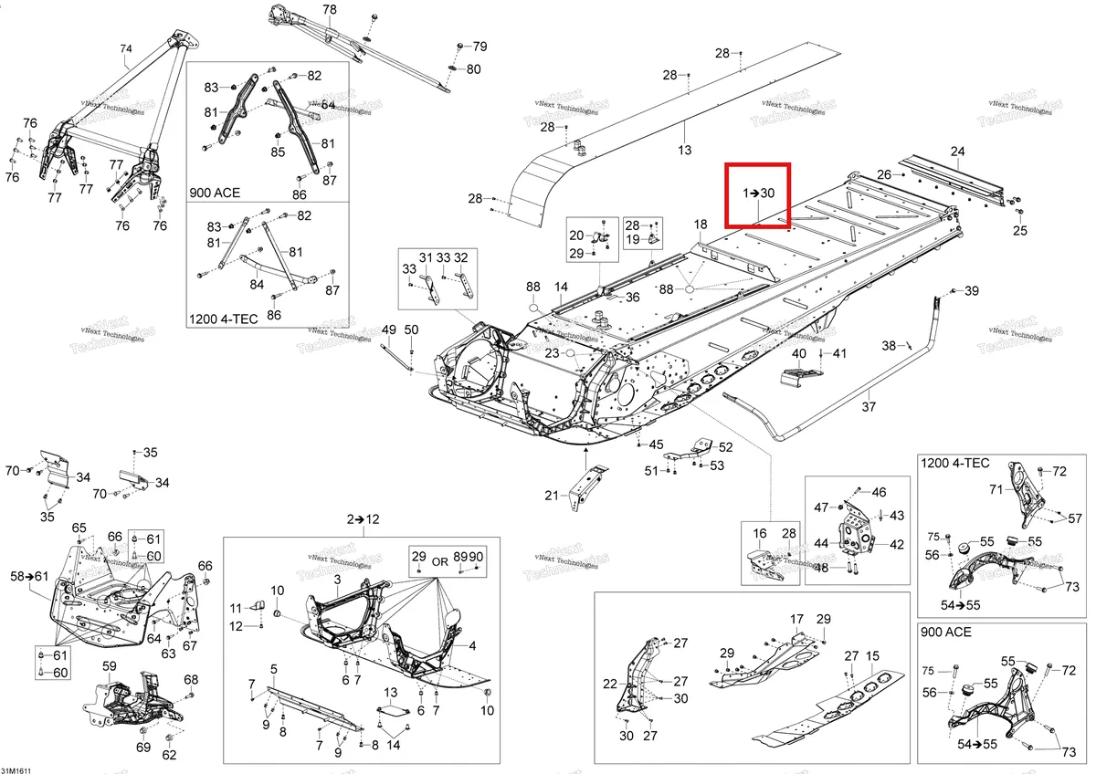 Деталь 518328841 на схеме узла 2016 Ski-Doo EXPEDITION - LE-SE 4-STROKE Frame
