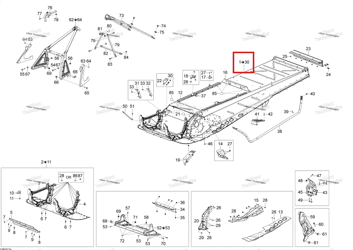 Деталь 518328843 на схеме узла 2016 Ski-Doo SKANDIC - 2-STROKE Frame - 550F