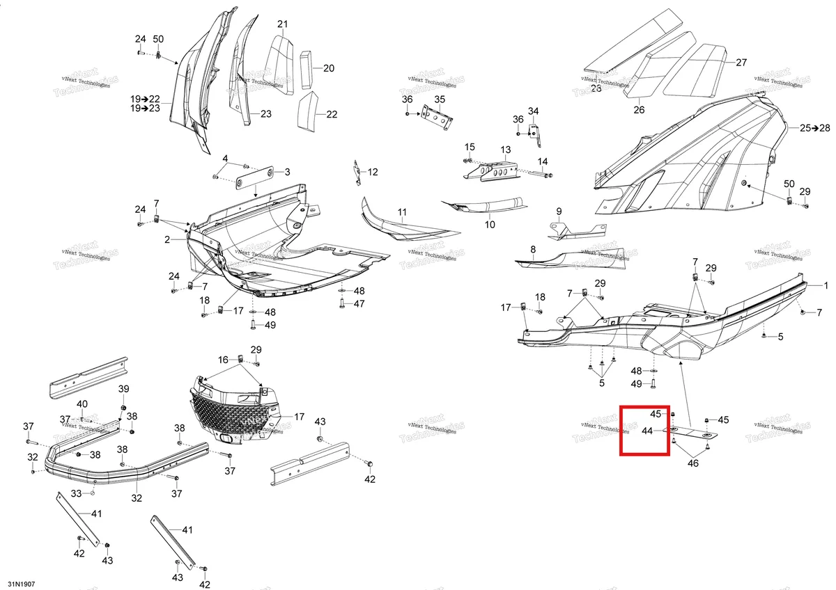 Деталь 518328879 (Деталь Oil Plate) на схеме узла 2020 Ski-Doo SKANDIC WT 900 ACE Body - Bottom Pan - Wt