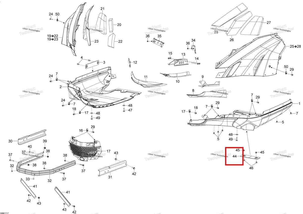 Деталь 518329004 (Деталь Oil Plate) на схеме узла 2017 Ski-Doo SKANDIC - 2-STROKE - WT-SWT Bottom Pan