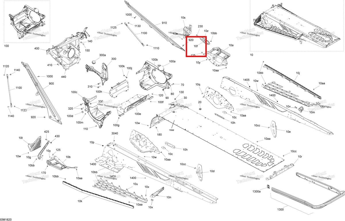 Деталь 518329048 на схеме узла 2018 Ski-Doo FREERIDE 850 E-TEC Frame - Package 154