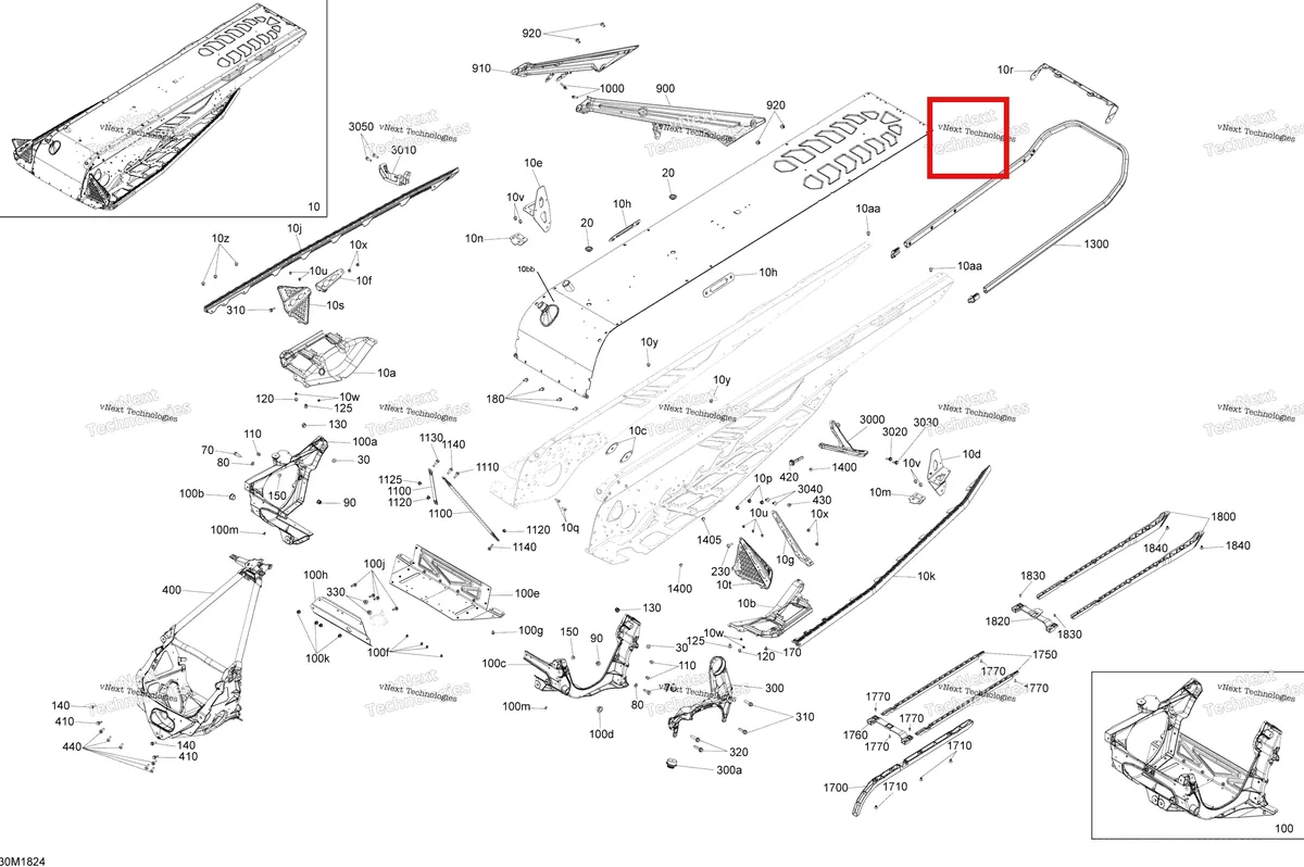 Деталь 518329080 на схеме узла 2018 Ski-Doo RENEGADE 850 E-TEC Frame Renegade - 850 E-Tec - Package Backcountry X