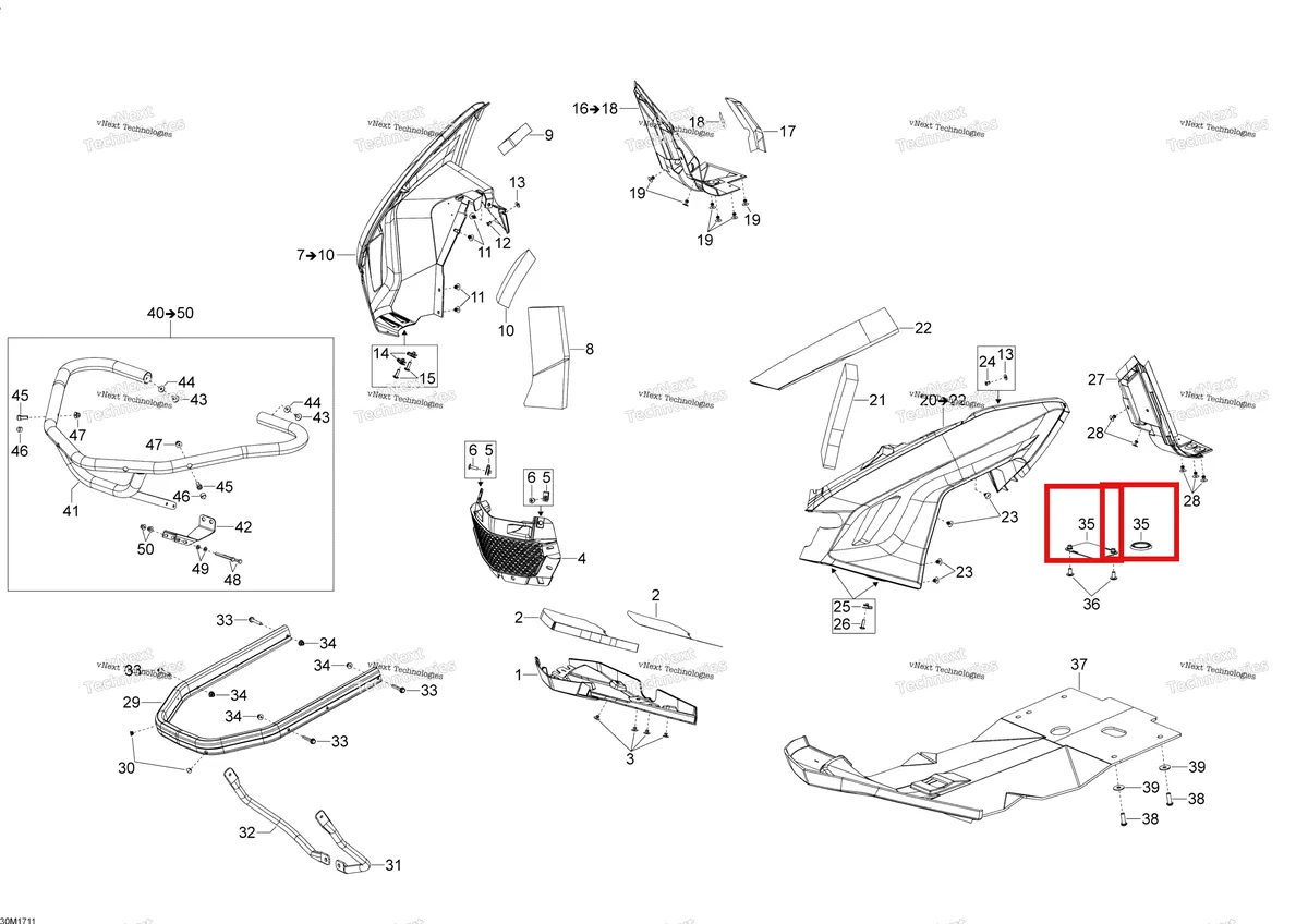 Деталь 518329102 (Деталь Oil Plate Cover. Model-1200 4-tec) на схеме узла 2017 Ski-Doo EXPEDITION - 4-STROKE - LE-SE Bottom Pan