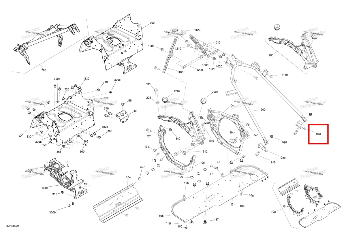 Деталь 518329110 (Деталь Rh Support Tube Bracket) на схеме узла 2020 Ski-Doo EXPEDITION SWT 900 ACE Frame - System - Front Section