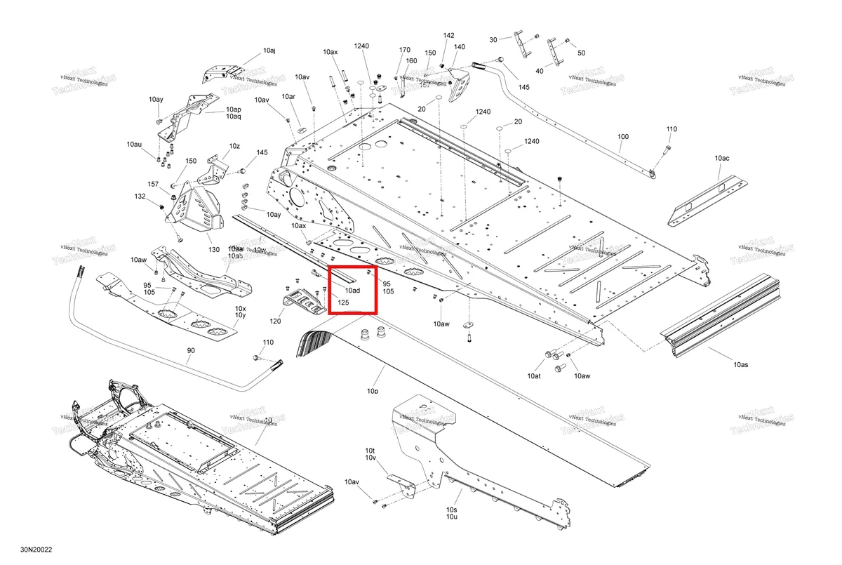 Деталь 518329164 (Деталь Seat Box Bracket) на схеме узла 2020 Ski-Doo EXPEDITION SWT 900 ACE Frame - System - Rear Section