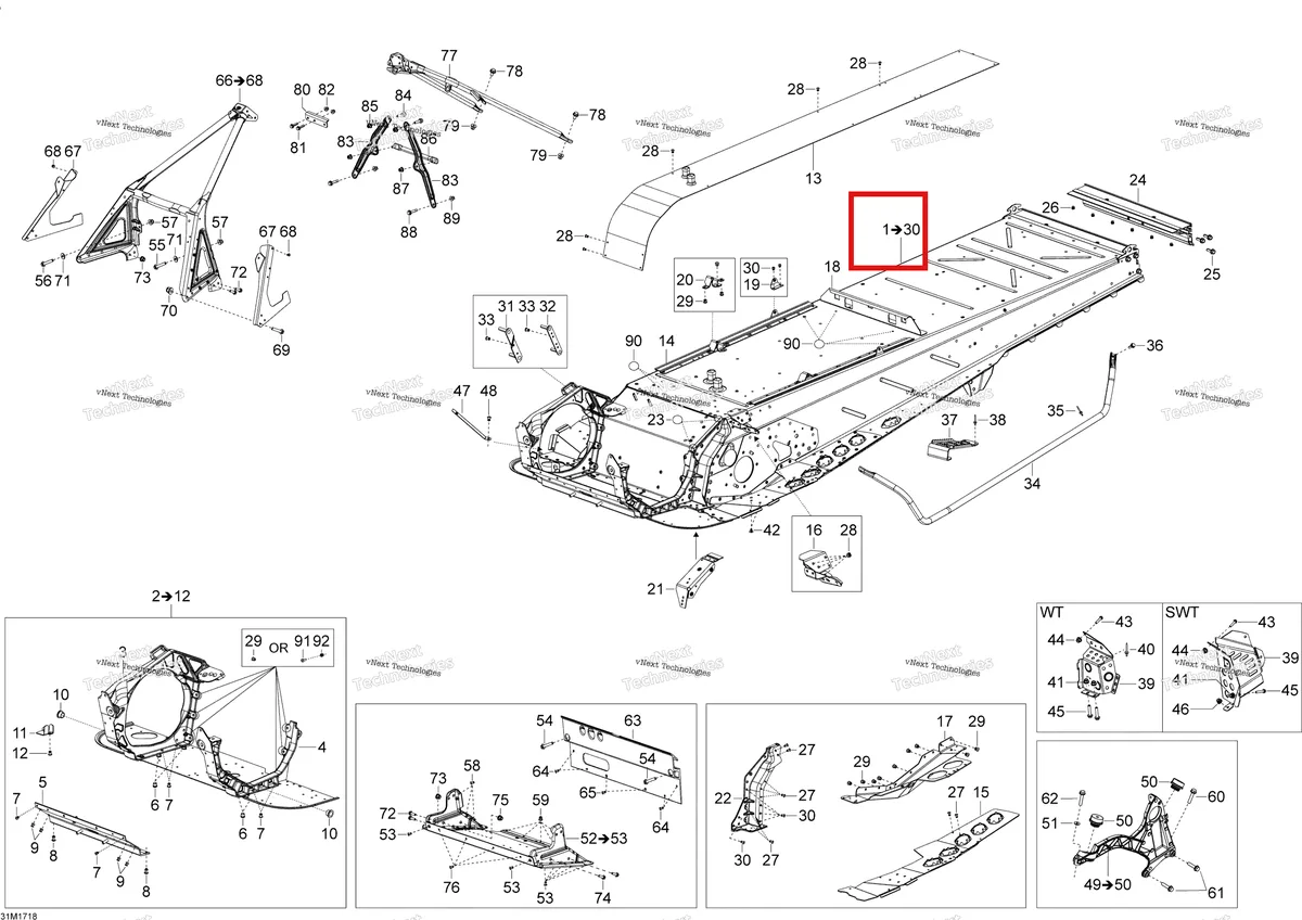 Деталь 518329392 на схеме узла 2017 Ski-Doo SKANDIC - 4-STROKE - WT-SWT Frame