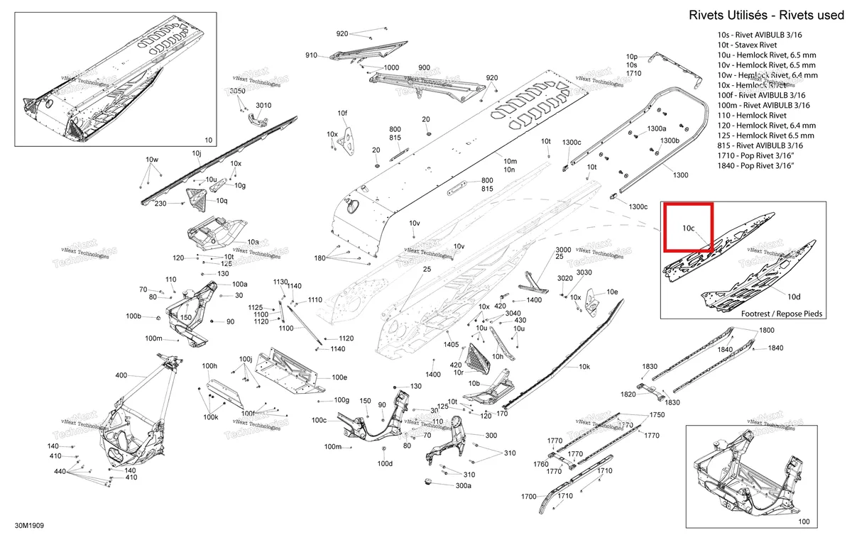 Деталь 518329619 на схеме узла 2019 Ski-Doo FREERIDE 146 850 E-TEC Frame - Package 146