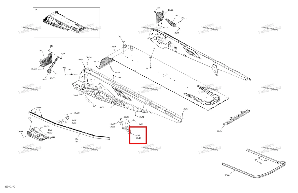 Деталь 518329632 на схеме узла 2027 Ski-Doo SUMMIT - NEO + - 600 EFI - TXVA - Deep Black - 15X146X1.75HF Track Frame - System - Rear Section