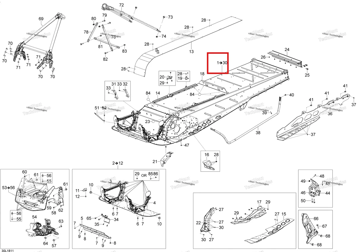 Деталь 518329698 на схеме узла 2018 Ski-Doo EXPEDITION XTREME 800R E-TEC Frame Expedition - 800R E-Tec