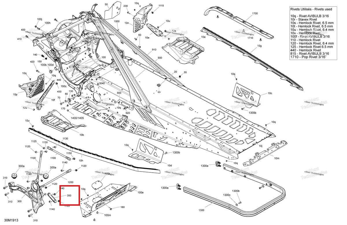 Деталь 518329792 на схеме узла 2019 Ski-Doo GRAND TOURING 900 ACE Frame - 900 Ace