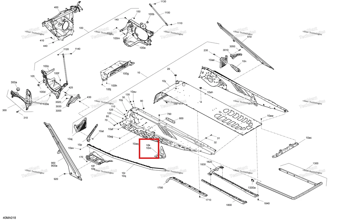 Деталь 518329877 на схеме узла 2021 Ski-Doo MXZ 850 E-TEC - TNT Frame - System - Tnt