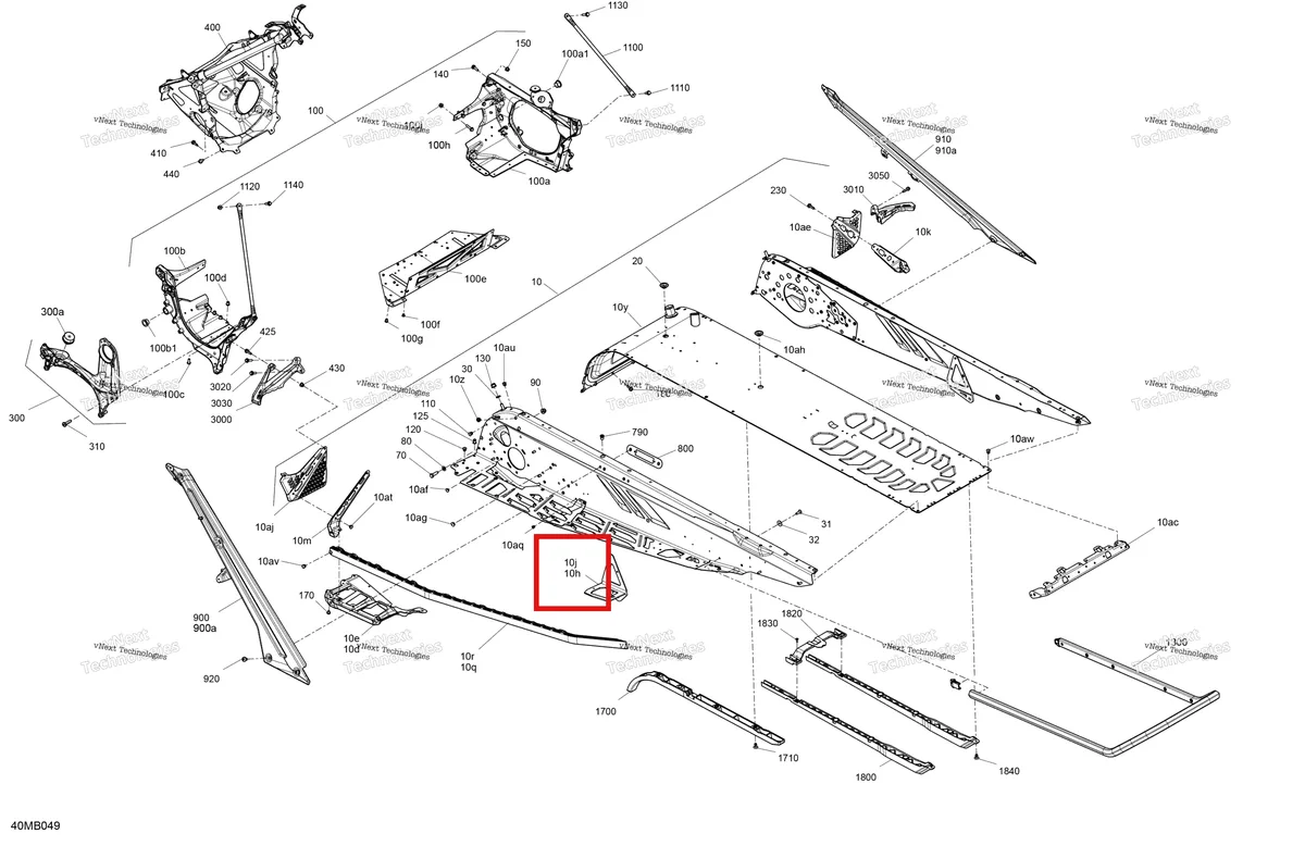 Деталь 518329878 на схеме узла 2022 Ski-Doo MXZ 600R E-TEC - TNT Frame - System