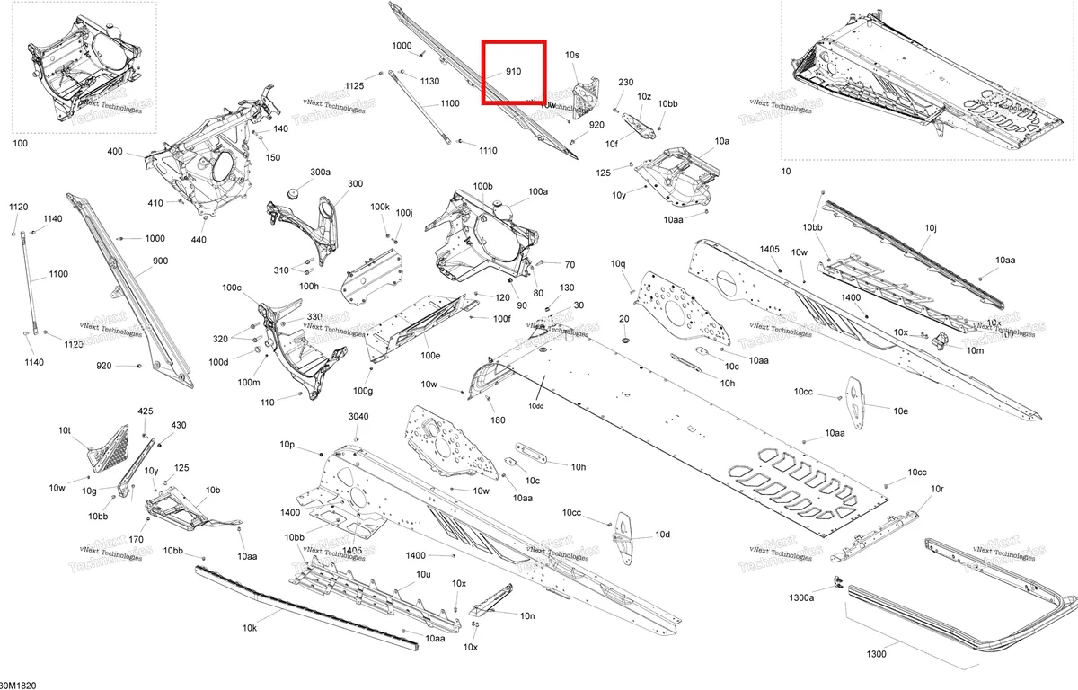 Деталь 518330139 на схеме узла 2018 Ski-Doo FREERIDE 850 E-TEC Frame - Package 154