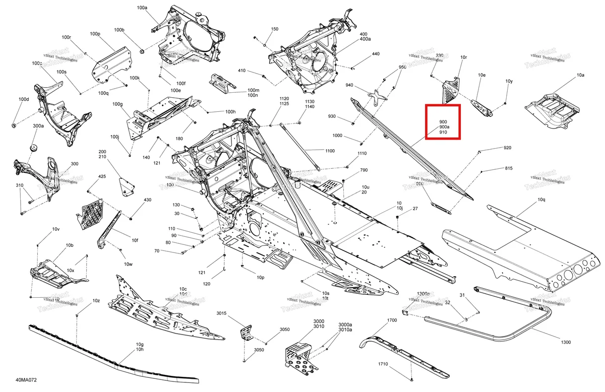 Деталь 518330140 на схеме узла 2021 Ski-Doo MXZ 600RS Frame - System